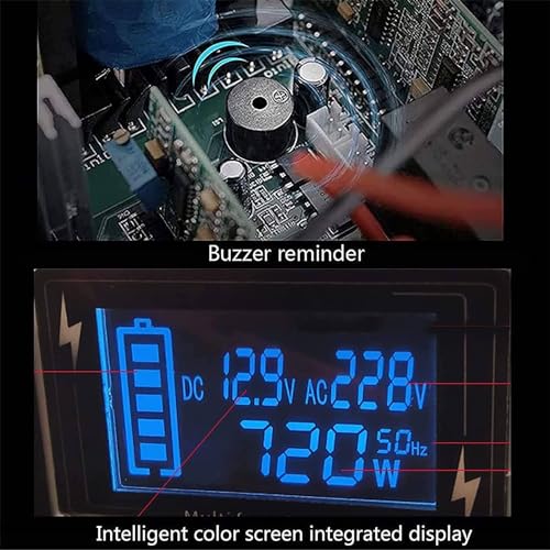Inversor de corriente 12V 220V para coche de 5000W con pantalla LED y tomas CA 4