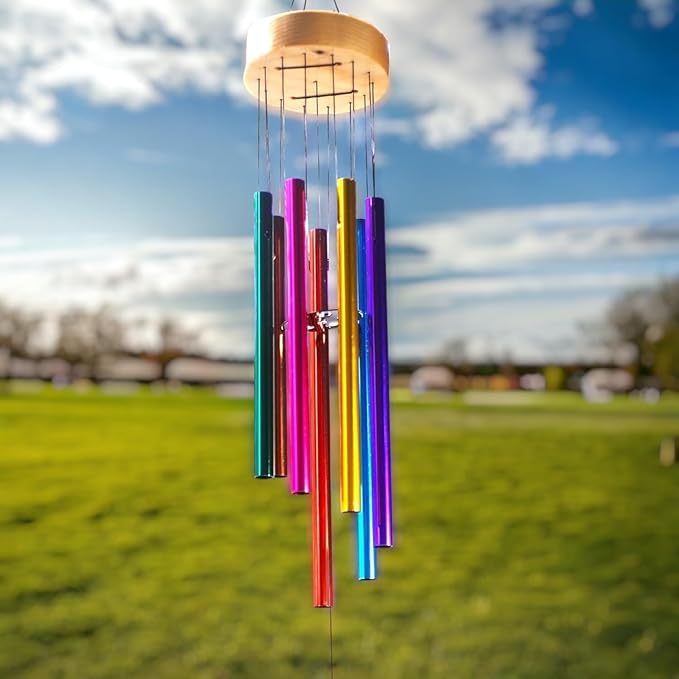Wavey® Brass 7 Color Pipes Wind Chimes for Home Decor (Made in India) | 24 Inch Long Jb799M-image-37