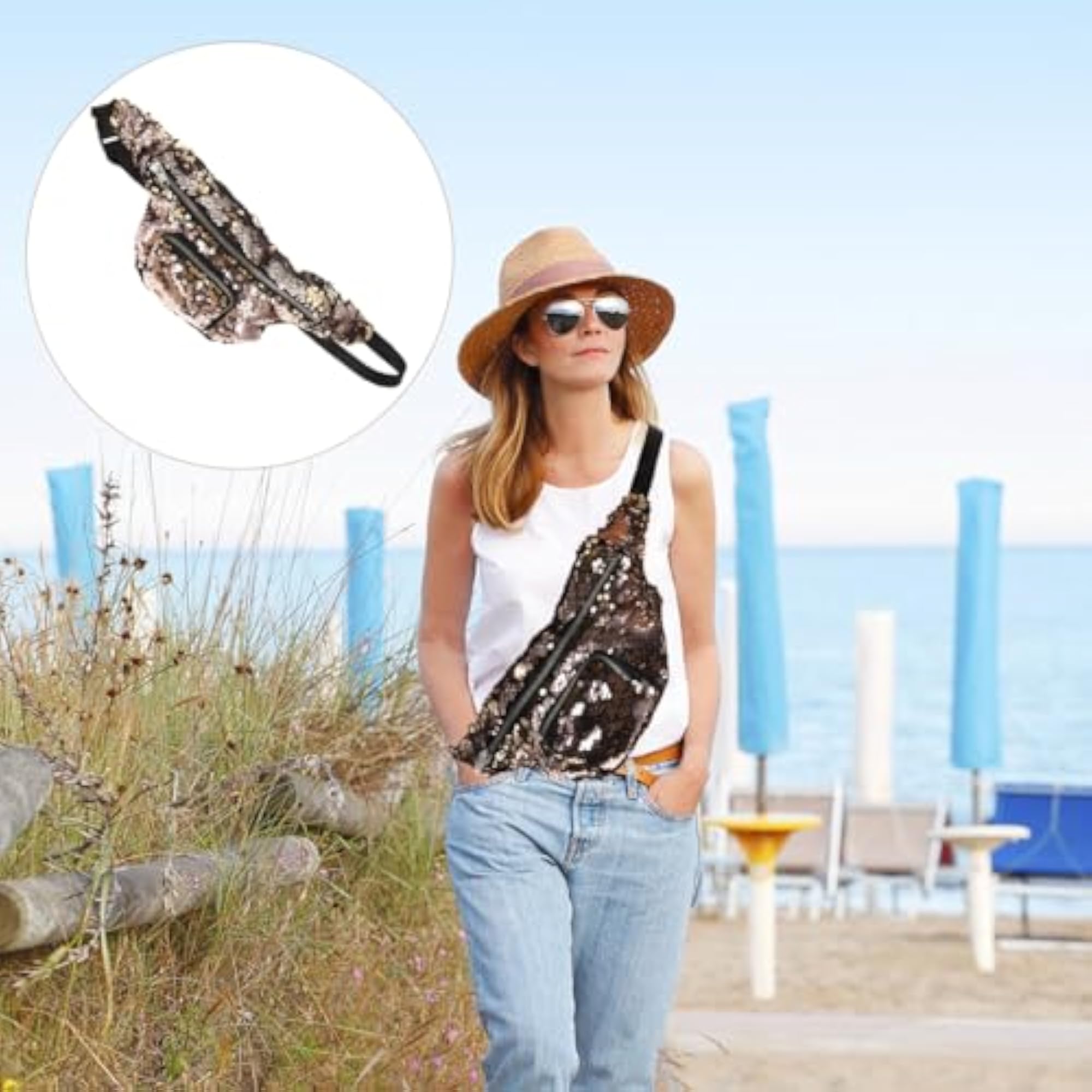 Casual Gold Sequins Fanny Pack Waist Bag