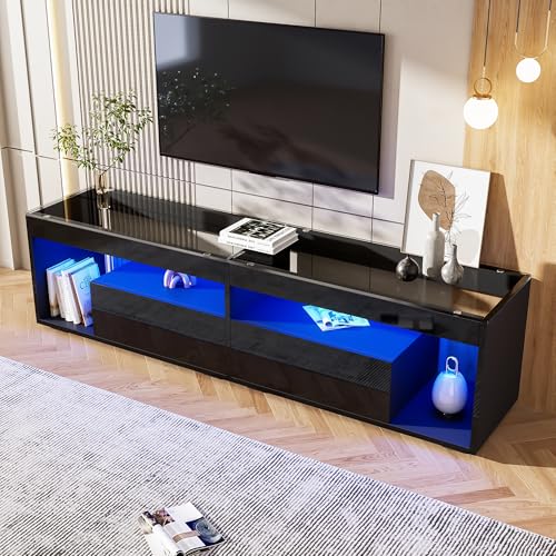 Merax TV Schrank mit LED-Beleuchtung, Stilvoll Fernsehschrank TV...