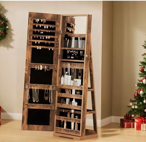 SogesHome jewelry cabinet with full length mirror and swivel base...