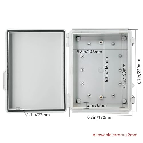 Miniatura 6 de Zulkit Caja de conexiones de plástico ABS a prueba de polvo impermeable IP67, cajas eléctricas con bisagras para exteriores, caja universal para