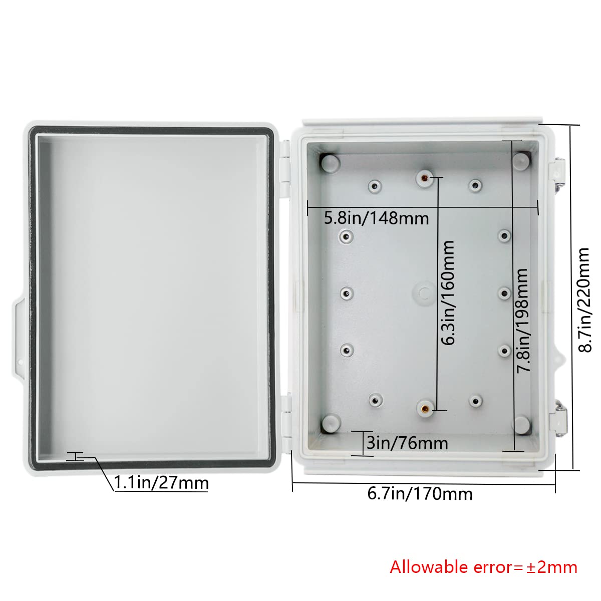 Zulkit Waterproof Electrical Box - IP67 Outdoor Enclosure -6