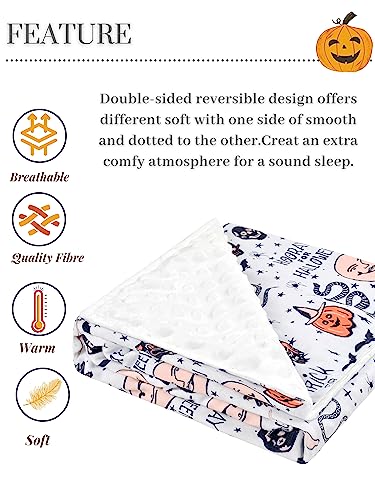 Image of Baby Plush Minky Blanket Double Layer with Dotted Backing for Baby Girl or Baby Boy (Halloween 3)