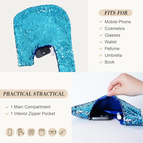 Image of Eternal Beauty Sequin Wristlet Bag, Reinforced Sparkly Evening Clutch for Wedding Guest, Cruise & Prom Mini Purse