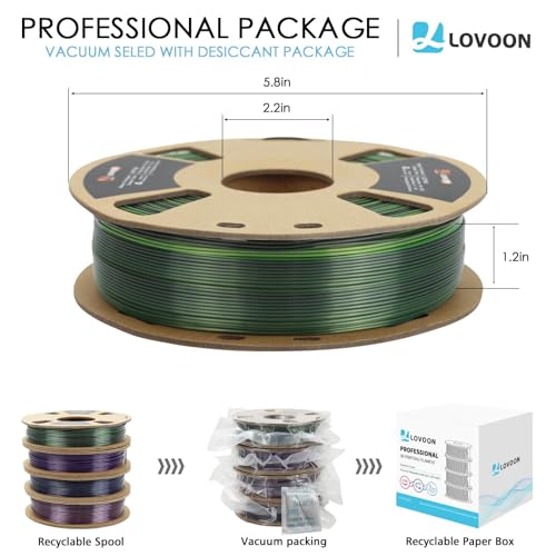 Image of LOVOON 3D PLA Filament Bundle 1.75MM, Color Shift Filament Bundle, Gradient Silk PLA Filament Bundle, PLA Filament for 3D Printer 3D Pen, Dimensional Accuracy + /-0.02mm, 200g x 4 Spools