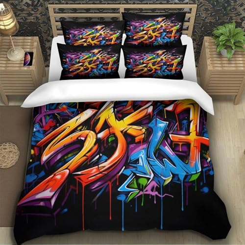 Housse de couette 140x200 microfibre imprimée graffiti style urbain - 5