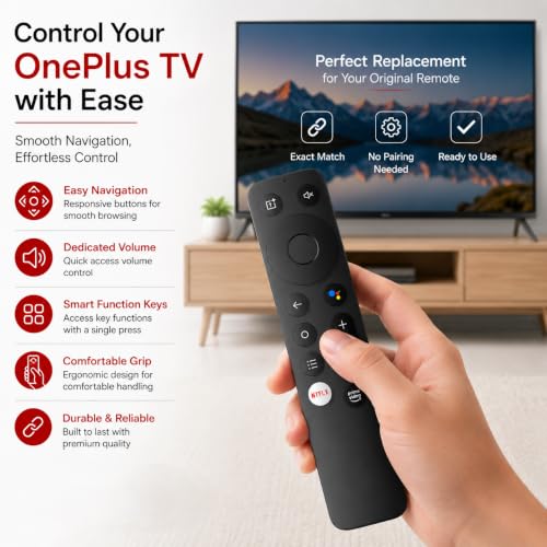 Image of K2 Remote Compatible for OnePlus Smart TV - Replacement for U1S, Y1S, Y1S Edge & Y1S Pro 4K UHD Android TVs | Non Voice Control | 1 Year Warranty | Exact Match Required