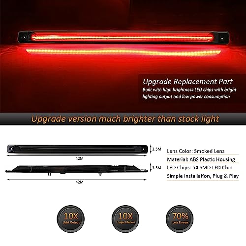 D-Lumina LED Tailgate Clearance Light Bar Assembly Smoked Lens Red for 2001-2014 Chevy Silverado GMC Sierra 2500HD 3500HD Dually Pickup Truck, Powered by 54-SMD Rear Under Tailgate Light, Pack of 1 by D-Lumina - Image 2