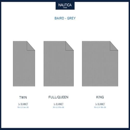 Miniatura 7 de Nautica - Manta Queen, Ropa de Cama de Algodón con Tejido de Diamante, Peso Medio para Todas las Estaciones, Certificada Oeko-Tex (Gris Baird)
