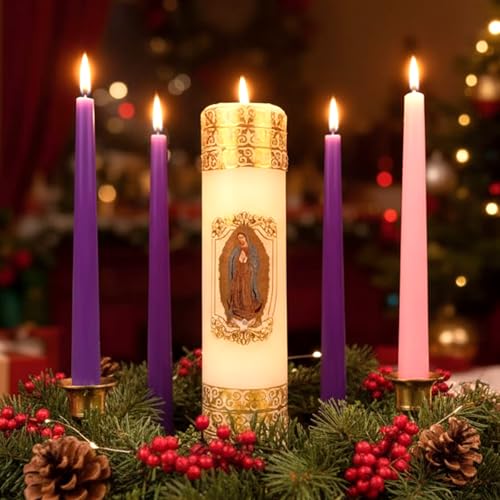 4Pcs Advent Candles Holder with 4 Candle Nativity Advent Wreath