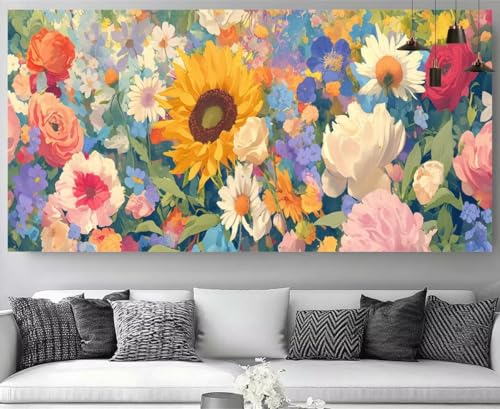 Diamond Painting Fleur Tournesol 5D XXL 70x210cm avec Broderie Strass Cristal Complet M-Y918