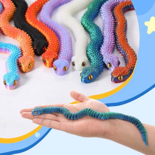 Image of 12Pcs 12in 3D Printed Snake Toys Flexible 3D Printed Animals