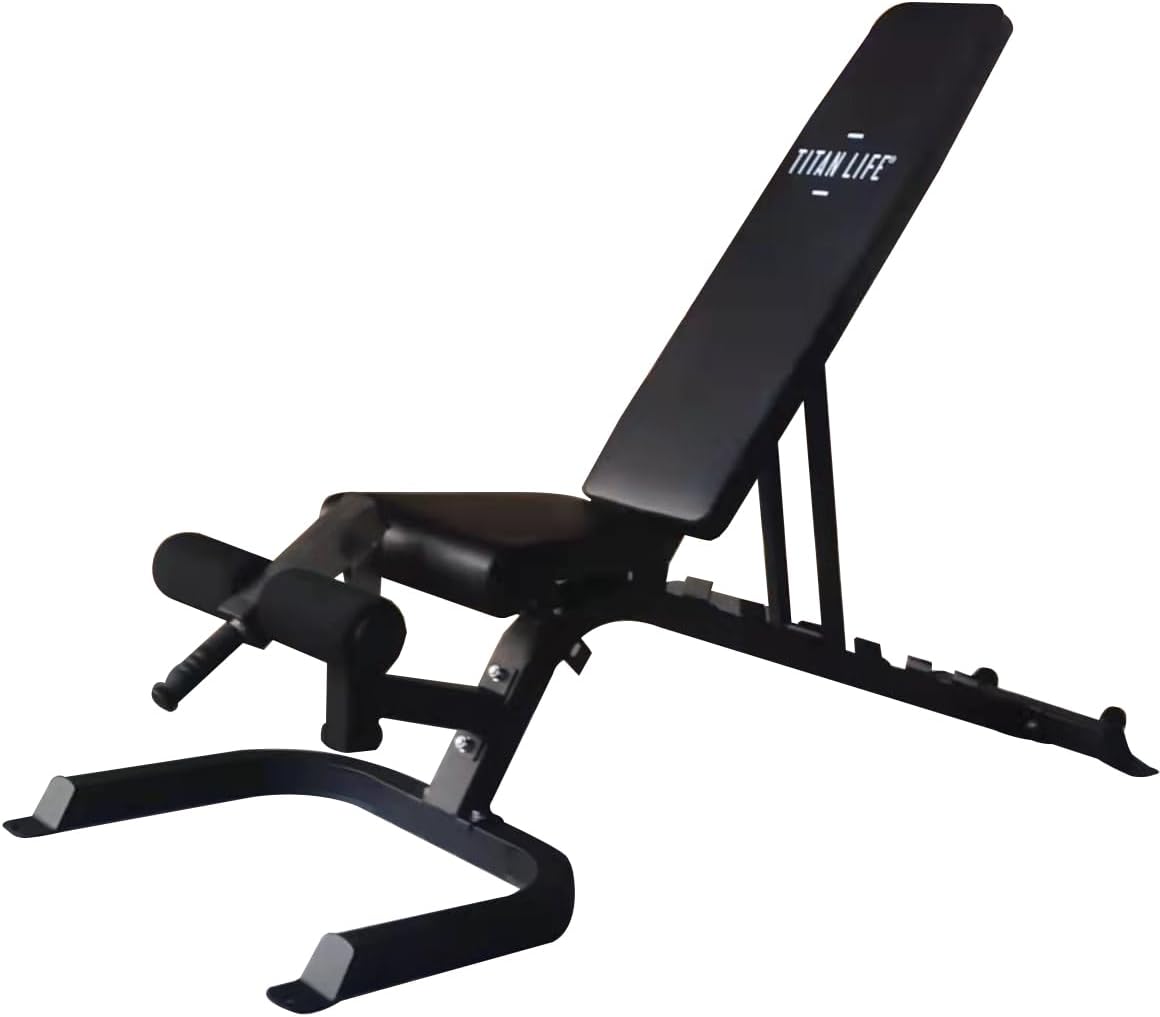 TITAN LIFE Adjustable Bench 500. Adjustable Weight Bench. Black. 48 x 67 x 172 cm.