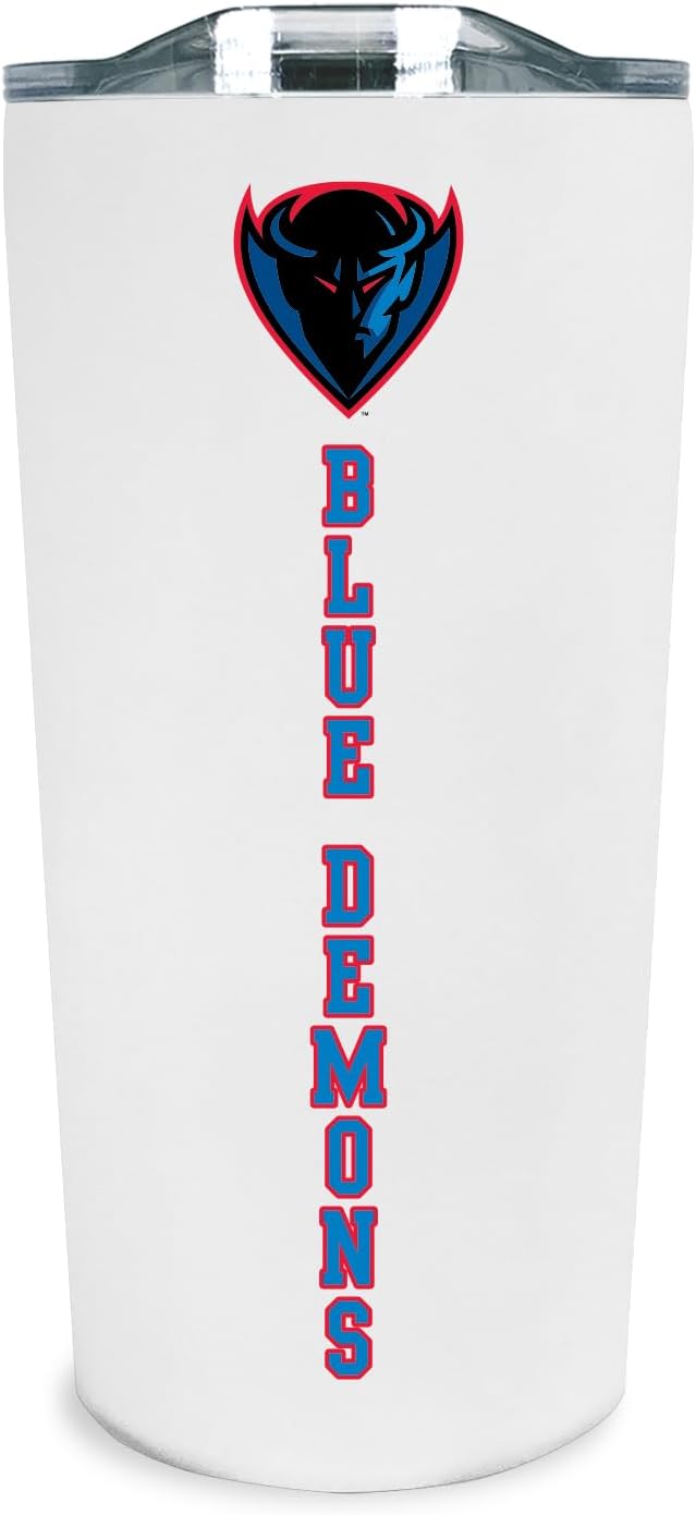 Officially Licensed Collegiate Stainless Steel Tumbler - Double Walled Insulated Travel Tumbler with Slide Lid - 18 oz (DePaul)