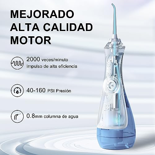 Seago Munddusche für den Zahnstrahl, tragbar, professionell, DIY Modi, IPX7 wasserdicht, 5 Düsen, USB, wiederaufladbar, Zahnstrahl für Zuhause und Reisen (weiß) – Bild 5