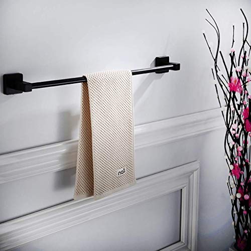Porte-serviettes noir 80 cm en acier inoxydable suspendu pour salle de bain moderne