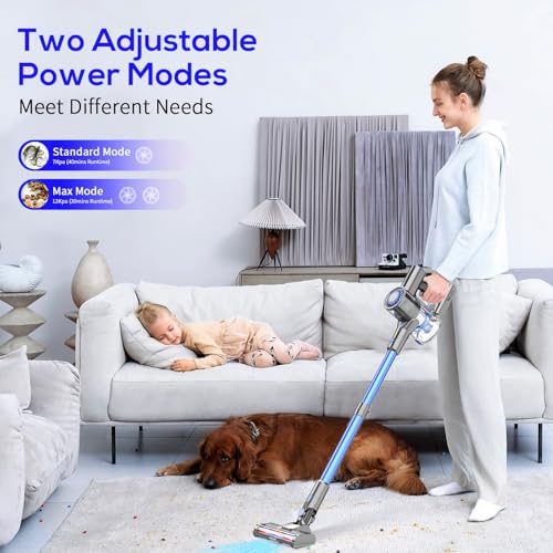 Cordless Vacuum Cleaner, 80000 RPM High-Speed Brushless Motor Powerful Vacuum Cleaners for Home, Up to 40 Mins Runtime, Stick Vacuum with 4* LED & Rechargeable 2600 mAh Battery