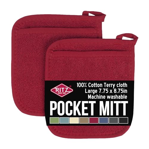 RITZ Terry Potholder & Hot Pad: Unparalleled Heat Resistant, Durable 100% Cotton – Ergonomically...