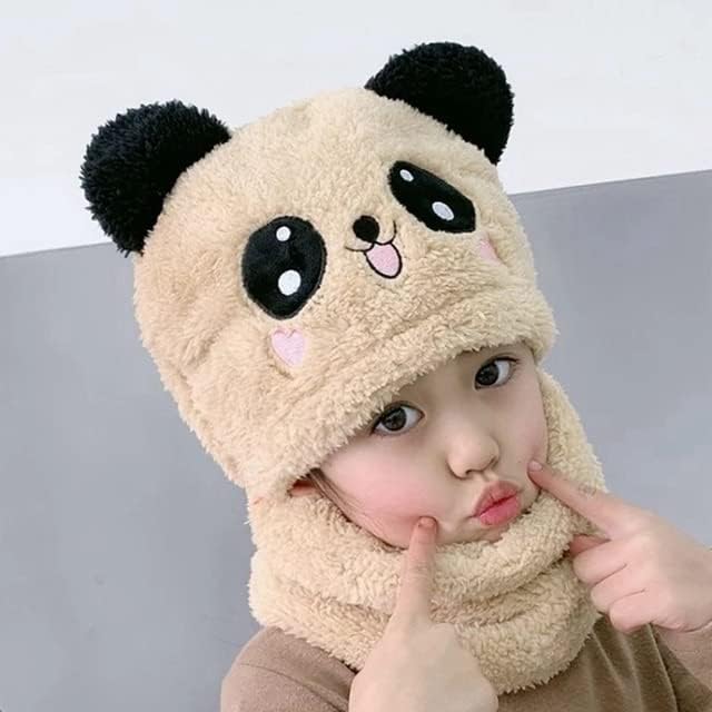 Baby Boys Girls Winter Woolen Hat with Scarf Set Soft Faux Fur Beanie Panda Cap Windproof Earflap Hood Capset for Unisex Kids Beige| (2-6 Yrs) 3