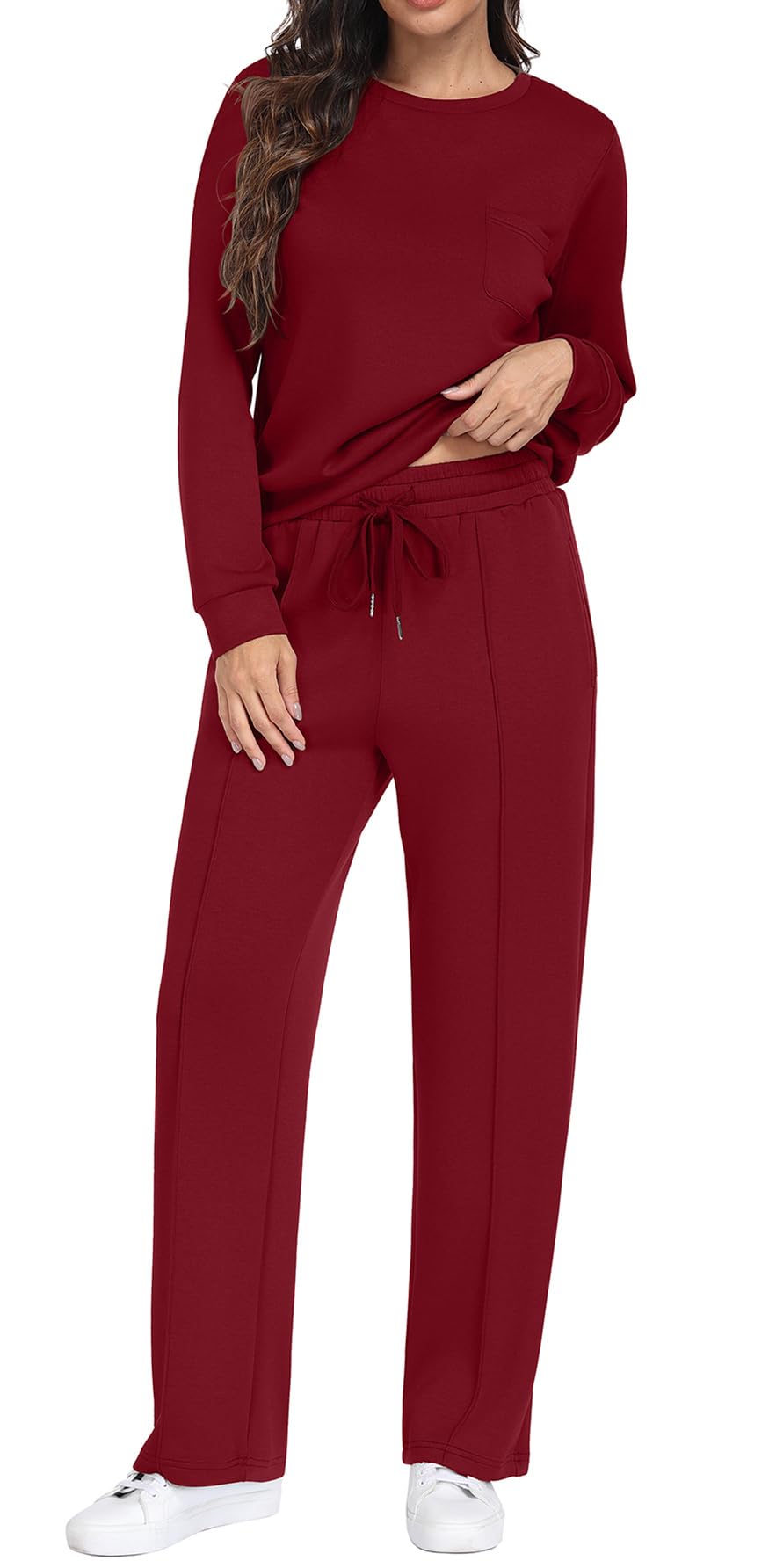 GRECERELLE Tuta da donna, set completo autunnale a maniche lunghe, abbigliamento da salotto per donna, abbigliamento sportivo, casual, girocollo, pullover top e pantaloni da jogging con tasche
