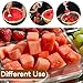 Seribt Watermelon Slicer Cuts Watermelons into Cubes, Stainless Steel Melon Cutter with Wooden Handle, Watermelon Cutting Tool Fruit Cutter with 5 Fruit Forks, Large, Silver, XGD01