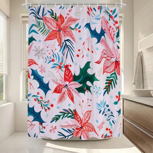 Rideau de douche 180x200 cm en tissu polyester imperméable lavable Fleur - 3