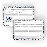 Recipe Cards 4' X 6' Double-Sided Premium Thick Card Stock Great Gift for Amateurs or Experienced Chefs (Pack of 50) (Blue)