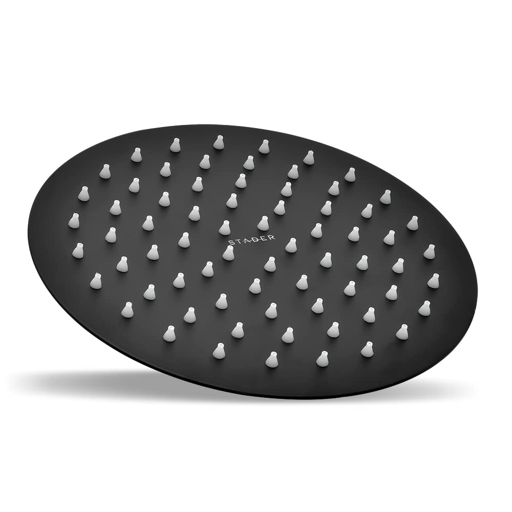 Inbagno Soffione Doccia Nero Opaco anticalcare, in Acciaio Inox, Attacco Universale 1/2” (Diametro 30 cm, Tondo)