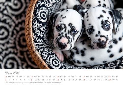 Edition Seidel Premium Kalender Dalmatiner Hundespaß gepunktet 2026 Format DIN A3 Wandkalender Hundekalender Hund Welpe Tierkinder Hunderasse Haustier niedlich
