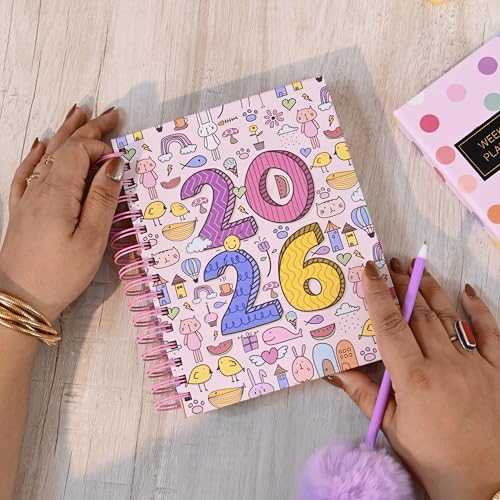 Image of Doodle Series Planner Kit | Planner Set Includes A5 Journal (22x17cm) 262 Pages | 120 GSM | Weekly Planner | Desk Calendar 2026 | Stickers Book | Bookmark (The Doodle Edition, Doodle Series)