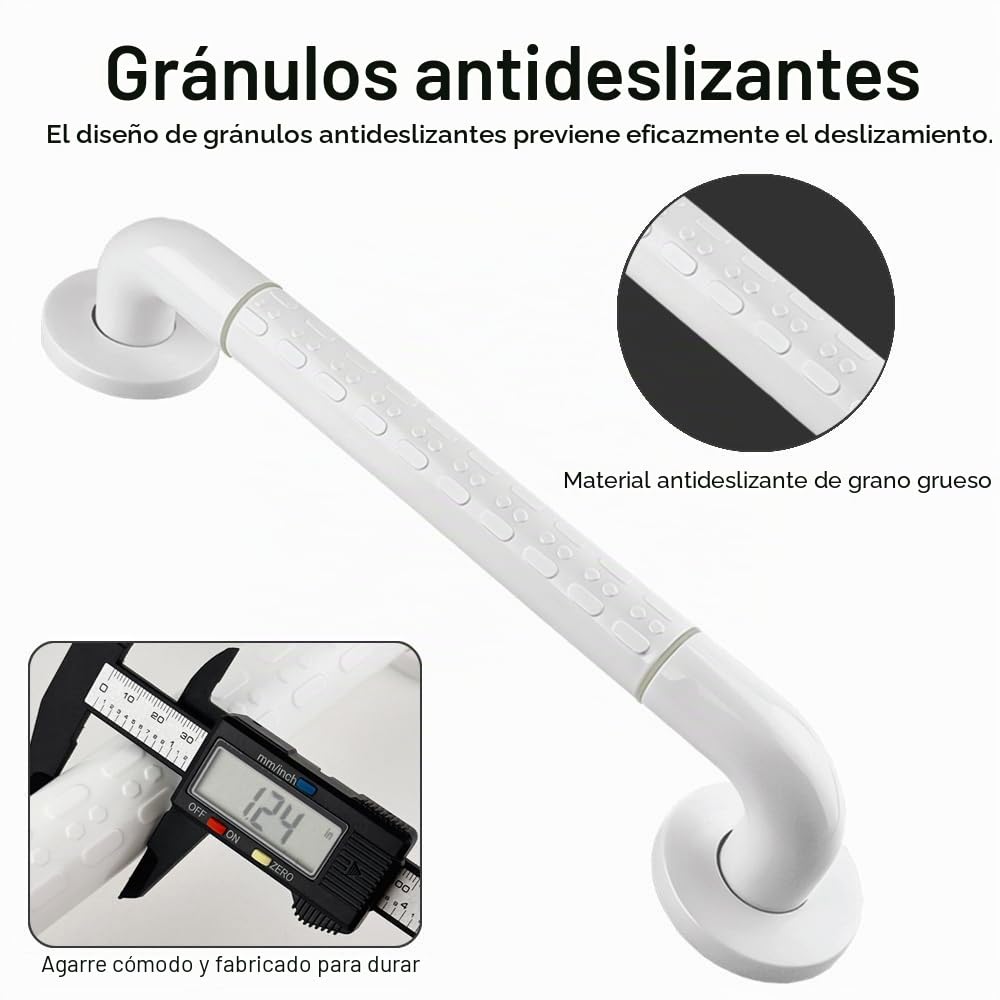 Agarraderas Baño para Mayores 40cm Asidero Ducha Antideslizante Acero Inoxidable Barra ​Agarrador Ducha Personas Mayores Barras de Apoyo para Baño Blancas