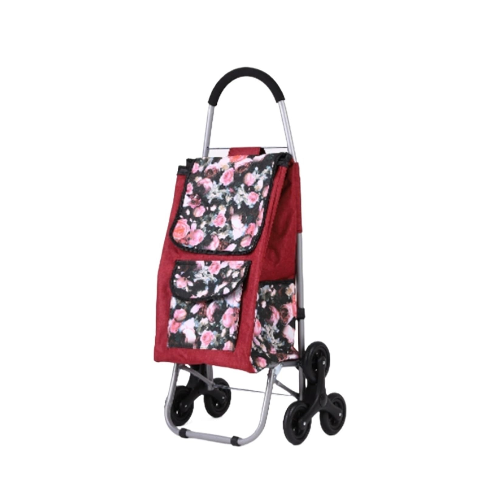 Shopping Trolley Foldable Shopping Cart Stair Climbing Trolley For Groceries Travel Utility Cart(Rosso)
