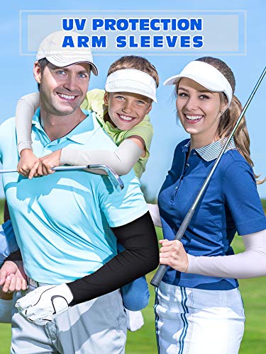 Hicarer Womens 10 Pairs Sun Protection Arm Sleeves Cooling Sports Compression Athletic Basketball Running Cycling, Dark Color, Large #TOP1