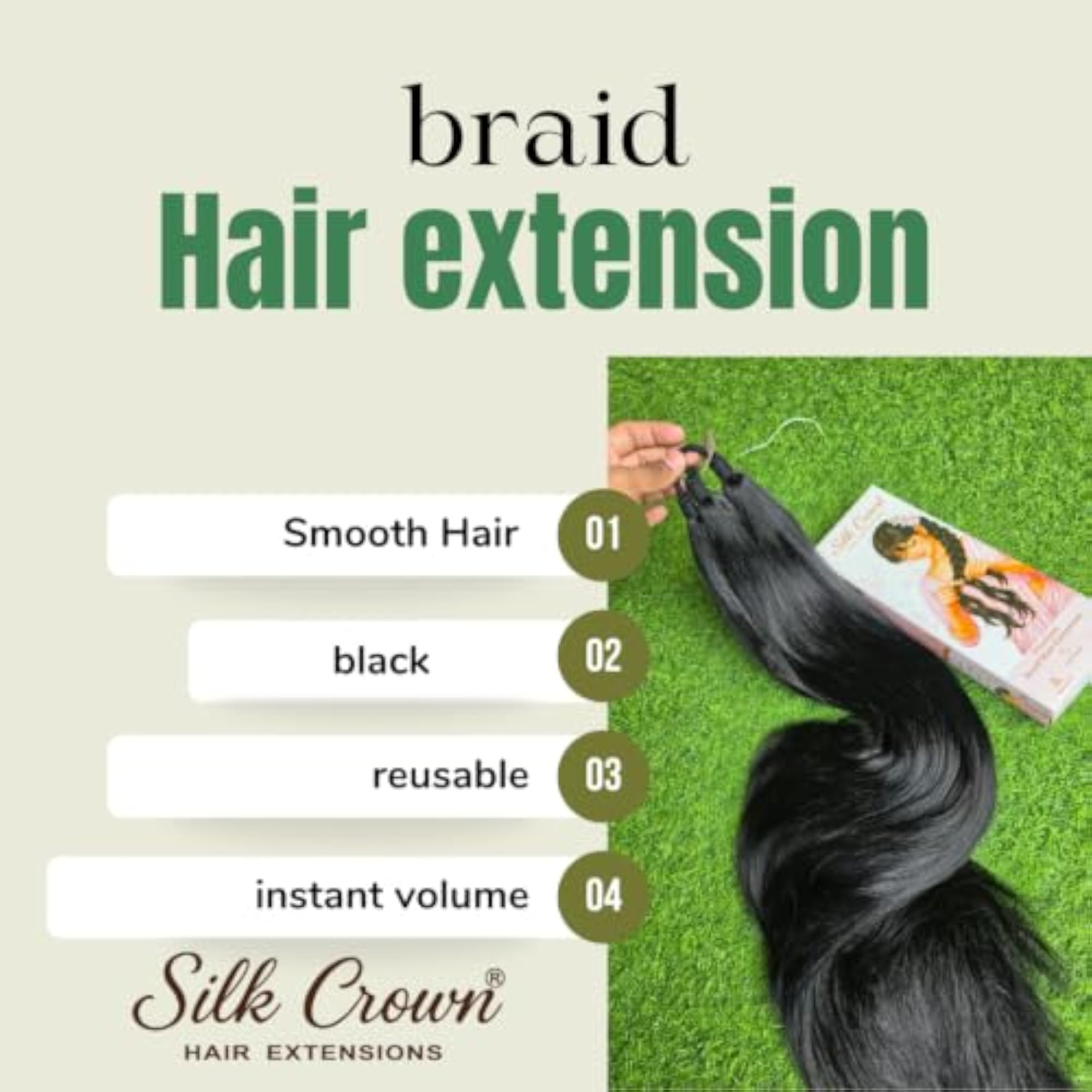 FULL VOLUME 30" Black Braid Hair Extensions