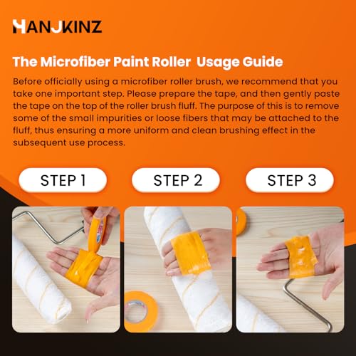 HANJKINZ 9 Inch Microfiber Paint Roller Covers, 20 Pack, Paint Rollers 9 Inch (3/8\" Nap), Large Paint Rollers, Paint Supplies for Painting Walls