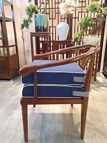 Justsafe Patio Chair Cushions, Waterproof Outdoor Seat Cushion For Patio Furniture, 19×19×4" Thick Non-Slip Durable Garden Sofa Couch Pads With Adjustable Strap Set Of 2, Blue #TOP5