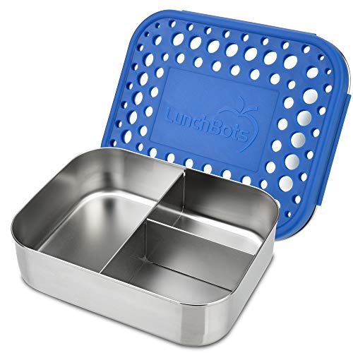 LunchBots Medium Trio II Snack Container - Divided Stainless Steel...