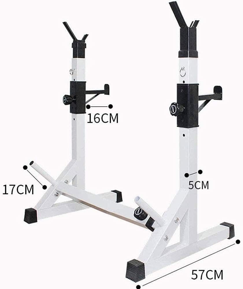 Adjustable Squat Rack Barbell Free Bench Press Squat Rack Cage and Barbell Rack Adjustable,Olympic Free-Press Squat Stands Max.Load 200 Kg Home &Gym Weight Benc