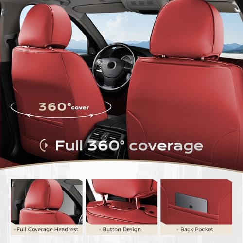 Image of Coverado Car Seat Covers Full Set, Car Seat Protector Waterproof, Nappa Leather Car Seat Cushion, Seat Covers for Cars, Front Seats and Back Universal Fit for Most Cars