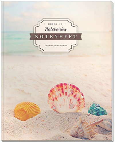 DÉKOKIND Notenheft | DIN A4, 64 Seiten, 12 Notensysteme pro Seite, Inhaltsverzeichnis, Vintage Softcover | Dickes Notenbuch | Motiv: Beach Dreams