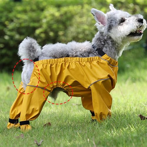 Hundeschuhe, wasserdichte Pfotenschuhe mit Anti-Rutsch Sohle, Verstellbare Hundestiefel für Klein- und Mittelhunde, Gamaschenschutz gegen Schmutz und Nässe (Yellow, XS(1-2.5kg))