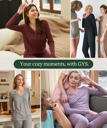 Image of GYS Women's Bamboo Viscose Long Sleeve Pajamas Set