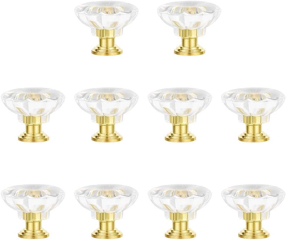 Boutons de porte en cristal or 28mm poignée de tiroir meuble lot de 10
