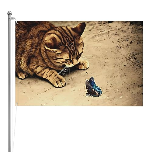 Drapeau chat marron drôle de jardin pour animer vos espaces extérieurs
