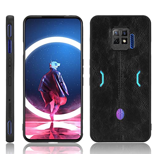 Jiajihua Funda Compatible con ZTE Nubia Red Magic 7 Pro 5G,Compatible con ZTE Nubia Red Magic 7Pro [PU Textura de Cuero] [PU+PC+TPU] Funda Protectora de cámara 3 en 1 Black