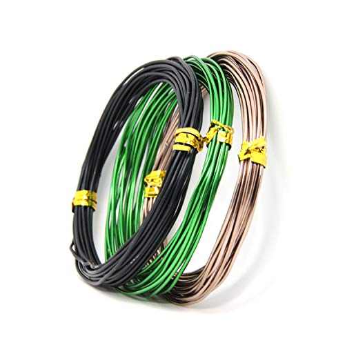 9 Rolls Bonsai Wires, Yoursee Anodized Aluminum Bonsai Training Wire With 3 Colors (Black, Brown, Green) And 3 Sizes (1.0 Mm, 1.5 Mm, 2.0 Mm), Total 147 Feet #TOP3