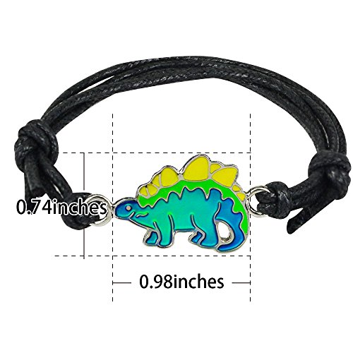 Cute Stegosaurus Dinosaur Charm Color Change Mood Bracelet For Boys Girls Dino Jewelry2