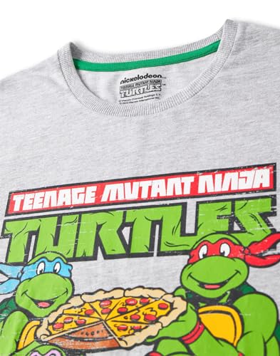 Teenage Mutant Ninja Turtles Mens Pajamas | Adults Grey Distressed Pizza Party Short Sleeve Tee & Printed Long Leg Bottoms4
