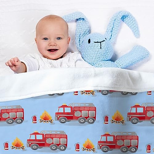 Image of Fire Truck Fireman Baby Blanket Gifts Super Soft Swaddle Newborn Cozy Baby Receiving Blanket Stroller Throw Blanket for Crib 40x30 in forBaby /Puppy